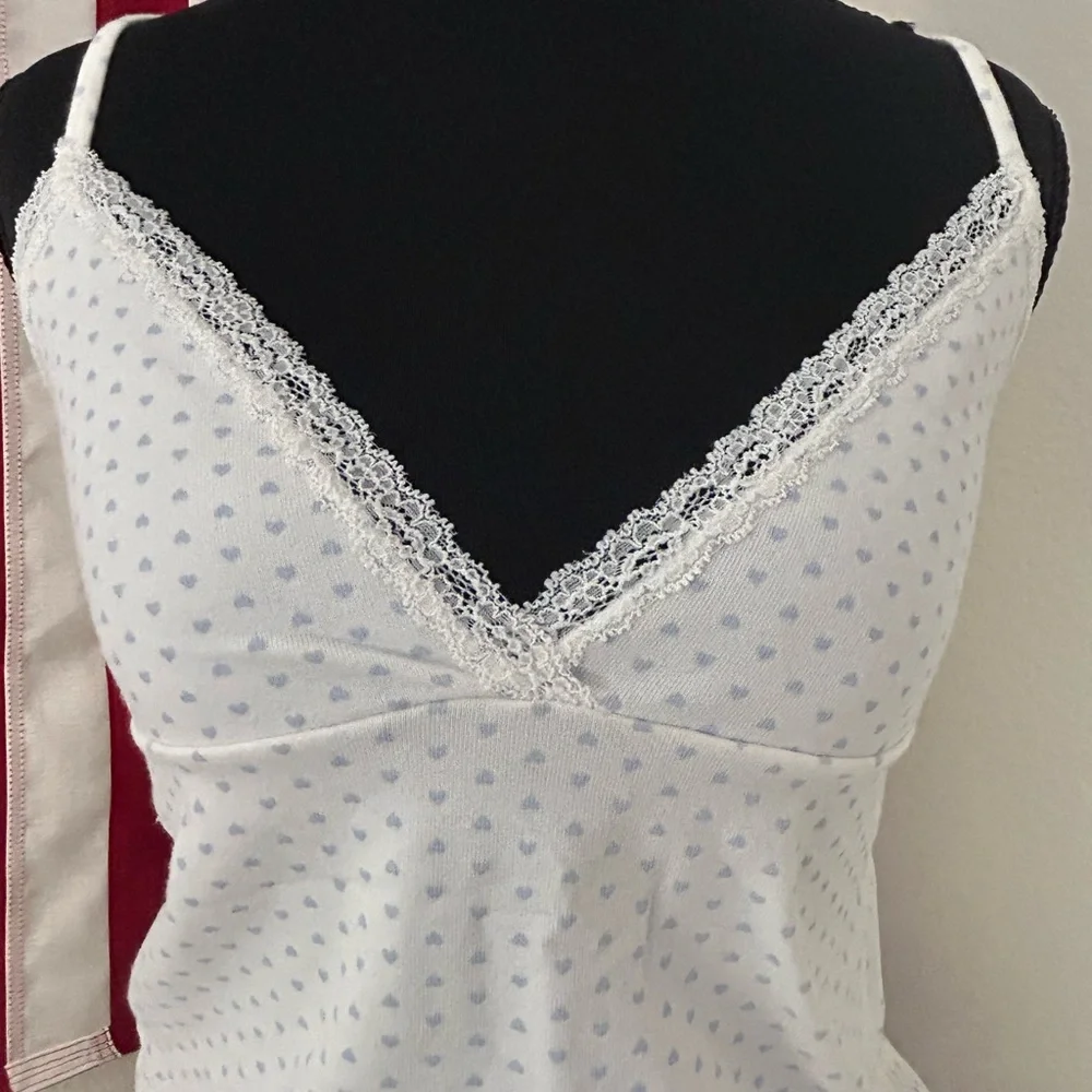 Brandy Melville White and Blue Hearts Tank - Picture 2 of 3